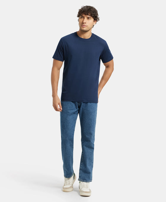 Super Combed Cotton Rich Round Neck Half Sleeve T-Shirt - Black & Navy (Pack of 2)