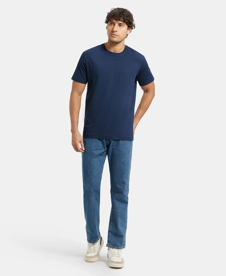 Super Combed Cotton Rich Round Neck Half Sleeve T-Shirt - Black & Navy (Pack of 2)