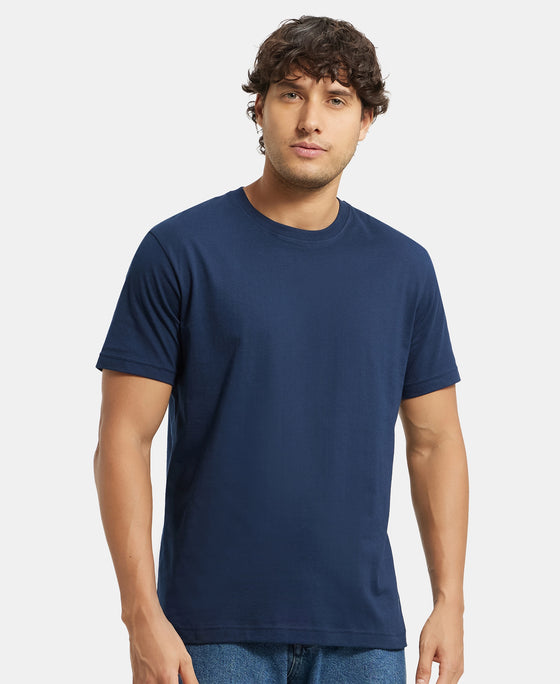 Super Combed Cotton Rich Round Neck Half Sleeve T-Shirt - Black & Navy (Pack of 2)