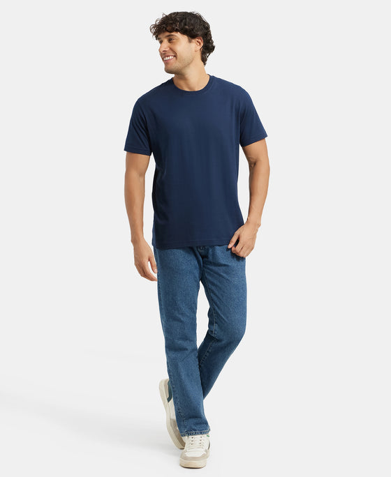 Super Combed Cotton Rich Round Neck Half Sleeve T-Shirt - Black & Navy (Pack of 2)