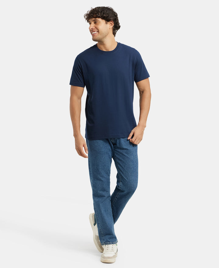 Super Combed Cotton Rich Round Neck Half Sleeve T-Shirt - Black & Navy (Pack of 2)