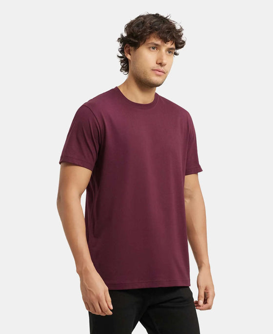 Super Combed Cotton Rich Round Neck Half Sleeve T-Shirt - Wine Tasting & Seaport Teal (Pack of 2)