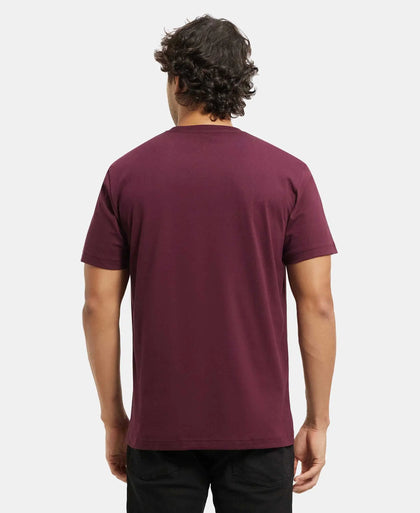 Super Combed Cotton Rich Round Neck Half Sleeve T-Shirt - Wine Tasting & Seaport Teal (Pack of 2)