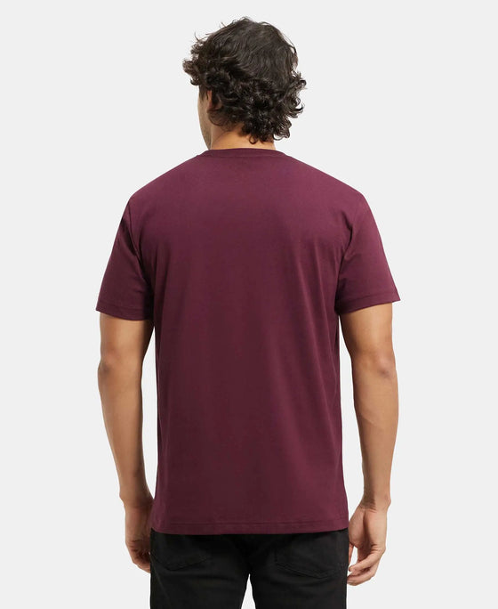 Super Combed Cotton Rich Round Neck Half Sleeve T-Shirt - Wine Tasting & Seaport Teal (Pack of 2)