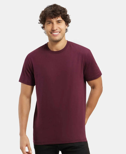Super Combed Cotton Rich Round Neck Half Sleeve T-Shirt - Wine Tasting & Seaport Teal (Pack of 2)