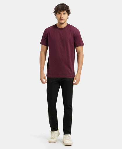 Super Combed Cotton Rich Round Neck Half Sleeve T-Shirt - Wine Tasting & Seaport Teal (Pack of 2)