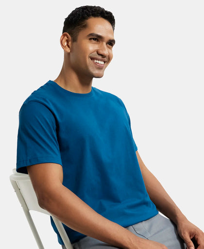 Super Combed Cotton Rich Round Neck Half Sleeve T-Shirt - Wine Tasting & Seaport Teal (Pack of 2)