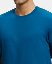 Super Combed Cotton Rich Round Neck Half Sleeve T-Shirt - Wine Tasting & Seaport Teal (Pack of 2)