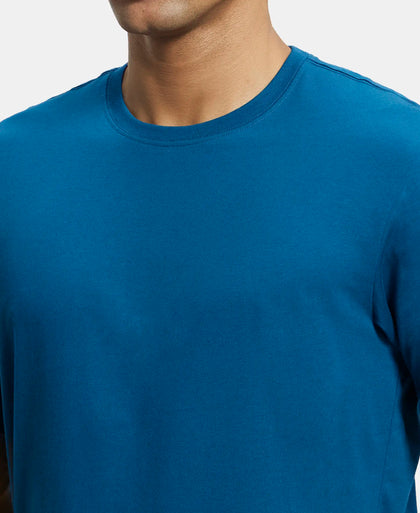 Super Combed Cotton Rich Round Neck Half Sleeve T-Shirt - Wine Tasting & Seaport Teal (Pack of 2)