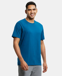 Super Combed Cotton Rich Round Neck Half Sleeve T-Shirt - Wine Tasting & Seaport Teal (Pack of 2)