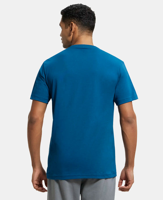 Super Combed Cotton Rich Round Neck Half Sleeve T-Shirt - Wine Tasting & Seaport Teal (Pack of 2)