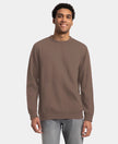 Super Combed Cotton French Terry Solid Sweatshirt with Ribbed Cuffs - Dark Khaki