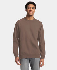 Super Combed Cotton French Terry Solid Sweatshirt with Ribbed Cuffs - Dark Khaki