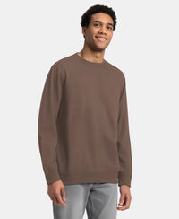 Super Combed Cotton French Terry Solid Sweatshirt with Ribbed Cuffs - Dark Khaki