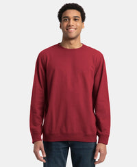 Super Combed Cotton French Terry Solid Sweatshirt with Ribbed Cuffs - Pomegranate