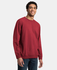 Super Combed Cotton French Terry Solid Sweatshirt with Ribbed Cuffs - Pomegranate