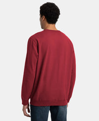 Super Combed Cotton French Terry Solid Sweatshirt with Ribbed Cuffs - Pomegranate