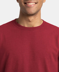 Super Combed Cotton French Terry Solid Sweatshirt with Ribbed Cuffs - Pomegranate