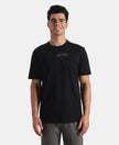 Super Combed Cotton Rich Graphic Printed Round Neck Half Sleeve T-Shirt - Black