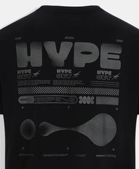 Super Combed Cotton Rich Graphic Printed Round Neck Half Sleeve T-Shirt - Black