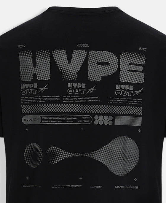 Super Combed Cotton Rich Graphic Printed Round Neck Half Sleeve T-Shirt - Black