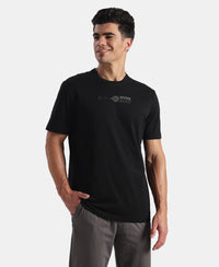 Super Combed Cotton Rich Graphic Printed Round Neck Half Sleeve T-Shirt - Black