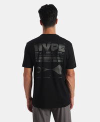 Super Combed Cotton Rich Graphic Printed Round Neck Half Sleeve T-Shirt - Black