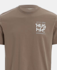 Super Combed Cotton Rich Graphic Printed Round Neck Half Sleeve TShirt - Desert Taupe