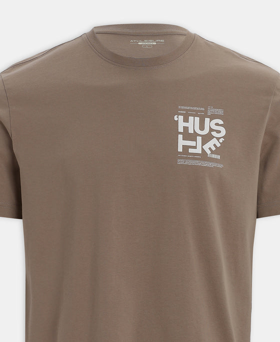 Super Combed Cotton Rich Graphic Printed Round Neck Half Sleeve TShirt - Desert Taupe