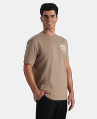 Super Combed Cotton Rich Graphic Printed Round Neck Half Sleeve TShirt - Desert Taupe