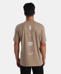 Super Combed Cotton Rich Graphic Printed Round Neck Half Sleeve TShirt - Desert Taupe
