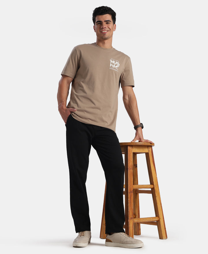 Super Combed Cotton Rich Graphic Printed Round Neck Half Sleeve TShirt - Desert Taupe