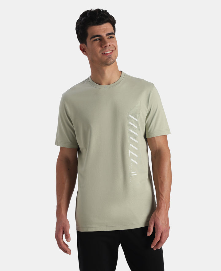 Super Combed Cotton Rich Graphic Printed Round Neck Half Sleeve T-Shirt - Desert Sage