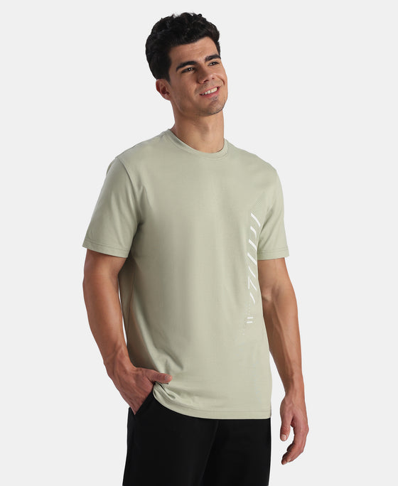Super Combed Cotton Rich Graphic Printed Round Neck Half Sleeve T-Shirt - Desert Sage