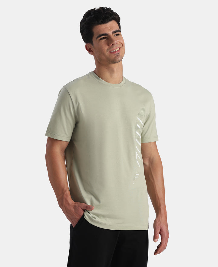 Super Combed Cotton Rich Graphic Printed Round Neck Half Sleeve T-Shirt - Desert Sage