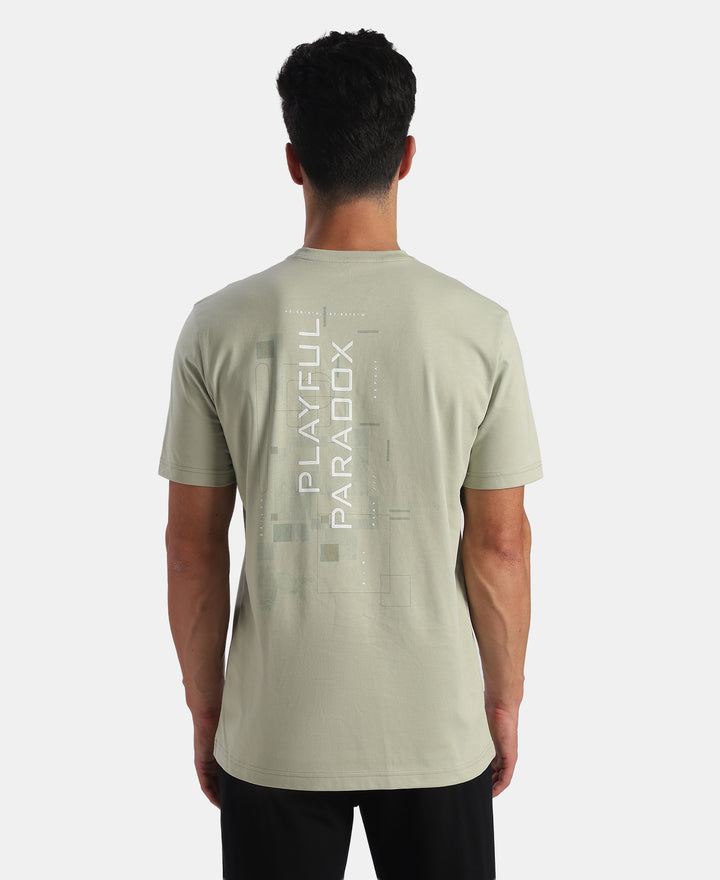 Super Combed Cotton Rich Graphic Printed Round Neck Half Sleeve T-Shirt - Desert Sage