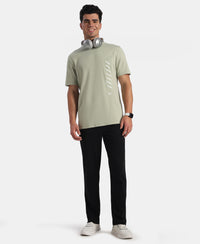 Super Combed Cotton Rich Graphic Printed Round Neck Half Sleeve T-Shirt - Desert Sage