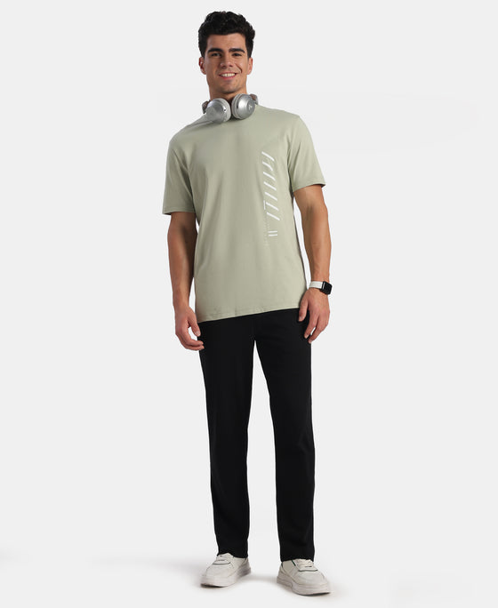 Super Combed Cotton Rich Graphic Printed Round Neck Half Sleeve T-Shirt - Desert Sage