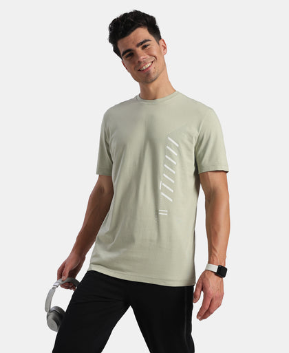 Super Combed Cotton Rich Graphic Printed Round Neck Half Sleeve T-Shirt - Desert Sage