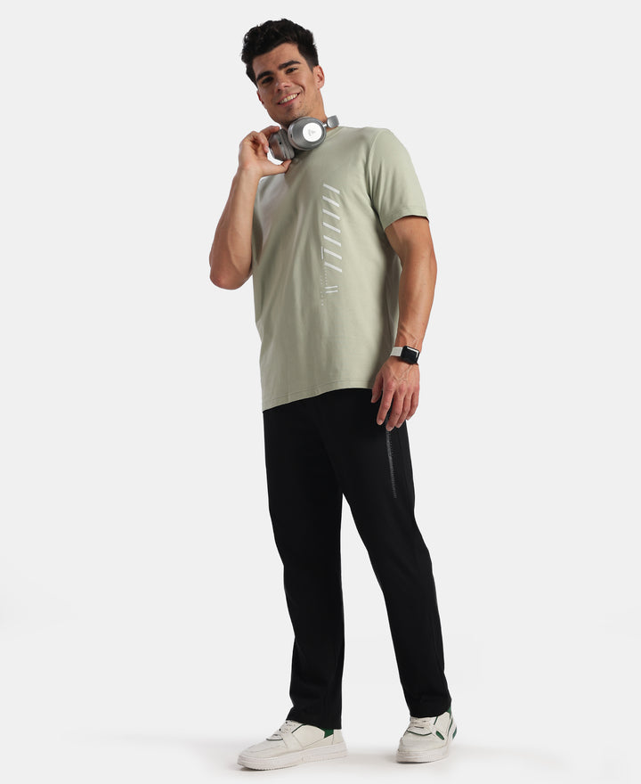 Super Combed Cotton Rich Graphic Printed Round Neck Half Sleeve T-Shirt - Desert Sage