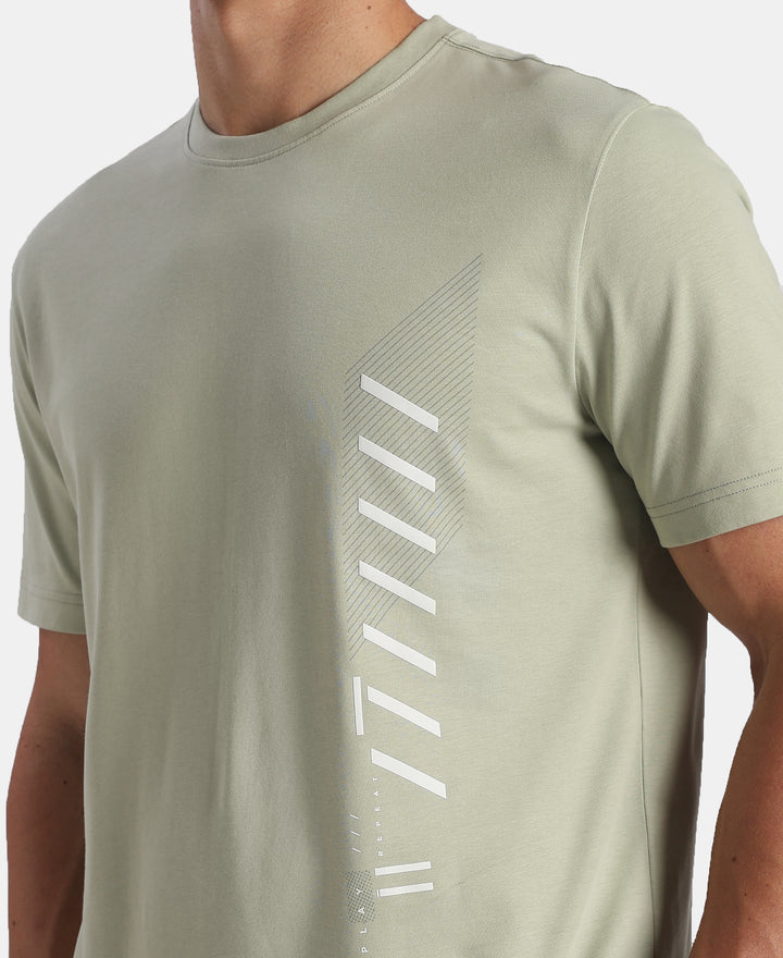 Super Combed Cotton Rich Graphic Printed Round Neck Half Sleeve T-Shirt - Desert Sage