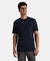 Super Combed Cotton Rich Graphic Printed Round Neck Half Sleeve T-Shirt - Navy