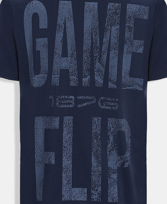 Super Combed Cotton Rich Graphic Printed Round Neck Half Sleeve T-Shirt - Navy