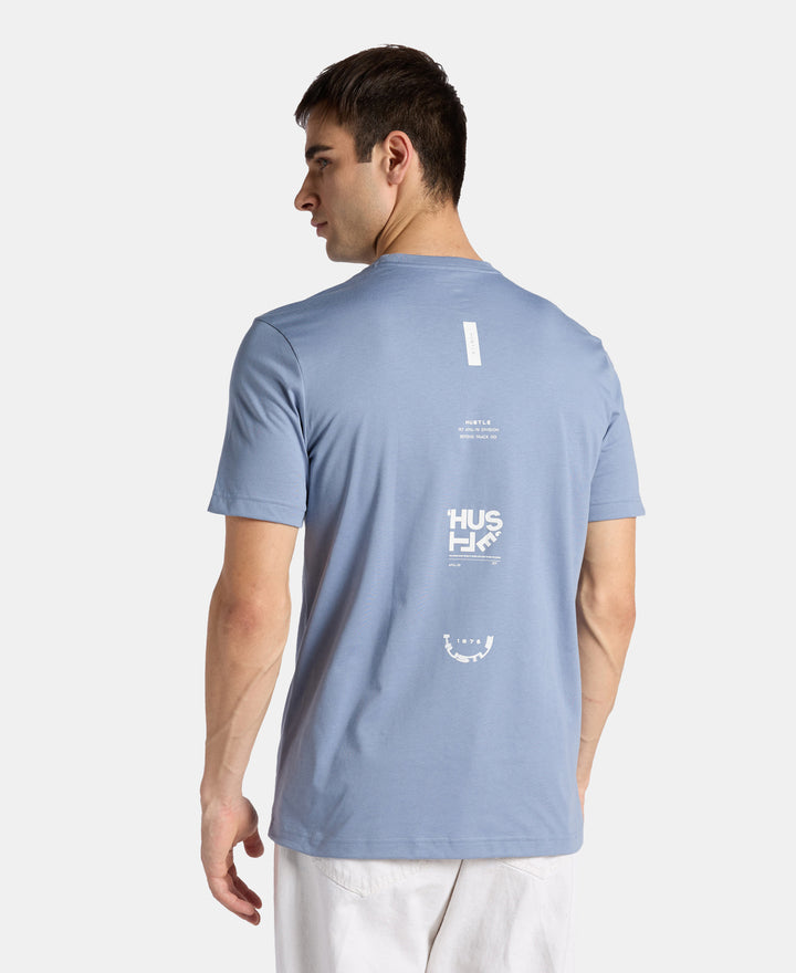 Super Combed Cotton Rich Graphic Printed Round Neck Half Sleeve T-Shirt - Troposphere