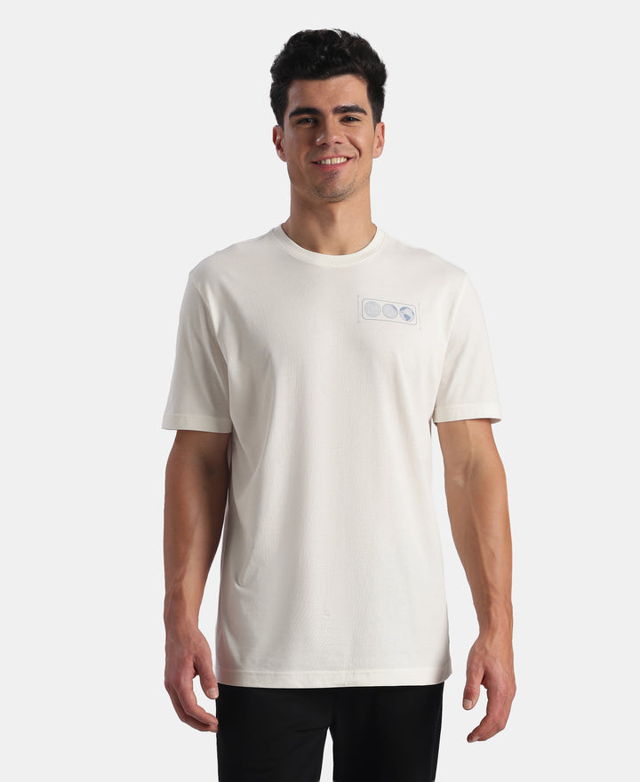 Super Combed Cotton Rich Graphic Printed Round Neck Half Sleeve T-Shirt - White