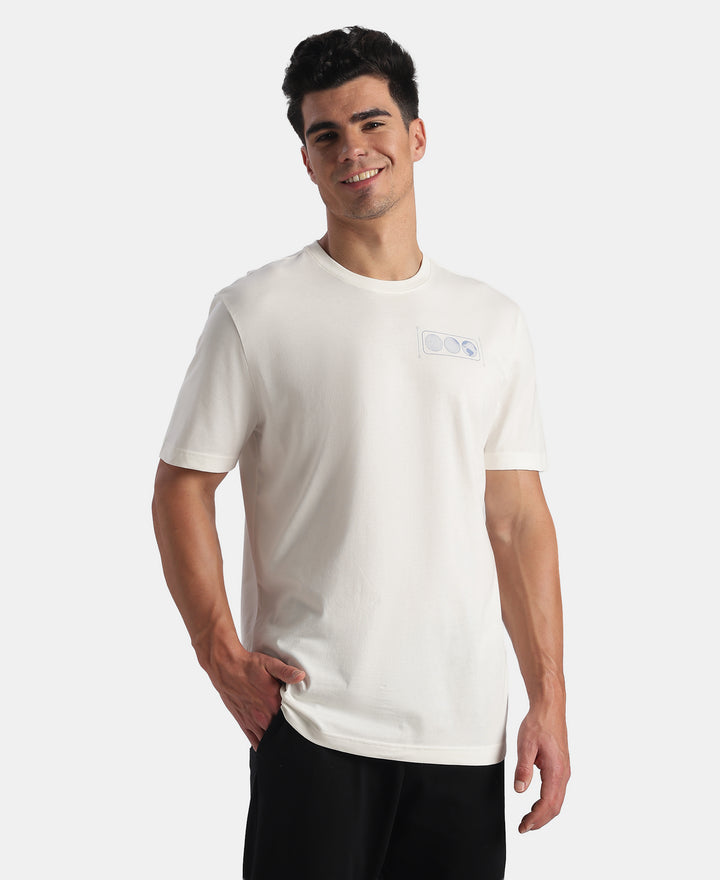 Super Combed Cotton Rich Graphic Printed Round Neck Half Sleeve T-Shirt - White