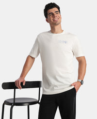 Super Combed Cotton Rich Graphic Printed Round Neck Half Sleeve T-Shirt - White