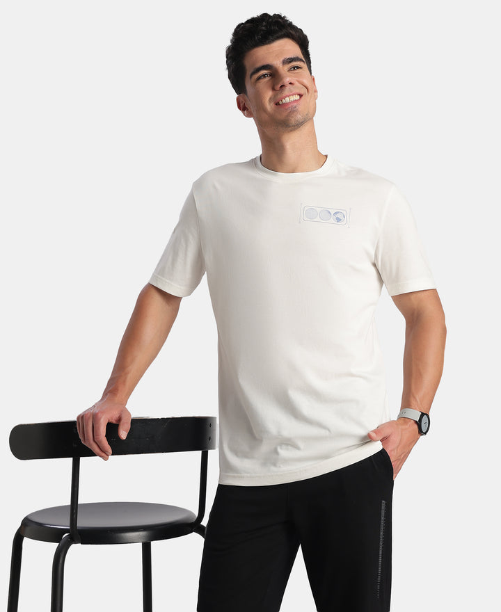 Super Combed Cotton Rich Graphic Printed Round Neck Half Sleeve T-Shirt - White