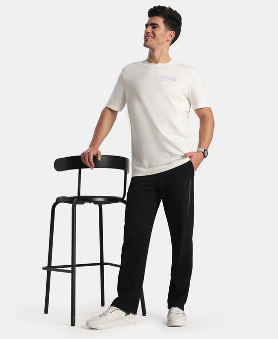 Super Combed Cotton Rich Graphic Printed Round Neck Half Sleeve T-Shirt - White
