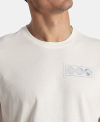 Super Combed Cotton Rich Graphic Printed Round Neck Half Sleeve T-Shirt - White